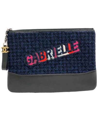 Chanel Gabrielle Tweed Clutch Bag (pre-owned) - Blue