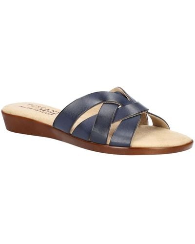 TUSCANY by Easy StreetR Zanobia Faux Leather Criss-cross Front Slide Sandals - Blue