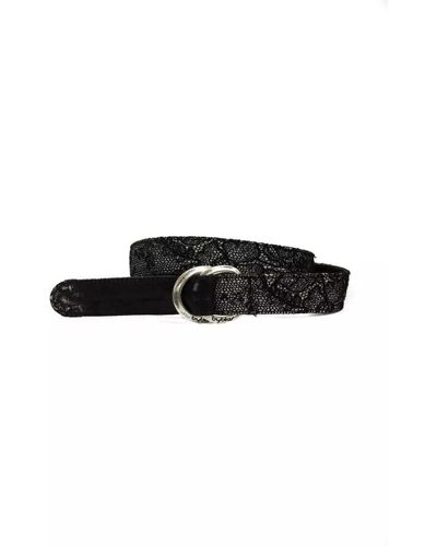Byblos Elegant Textu Weave Leather Belt - Black