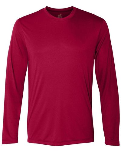 Hanes Cool Dri Long Sleeve Performance T-shirt - Red