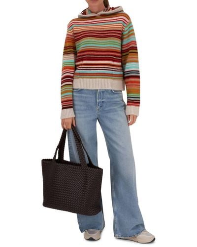 The Elder Statesman Vista Stripe Cashmere Hoodie Sweater - Multicolor