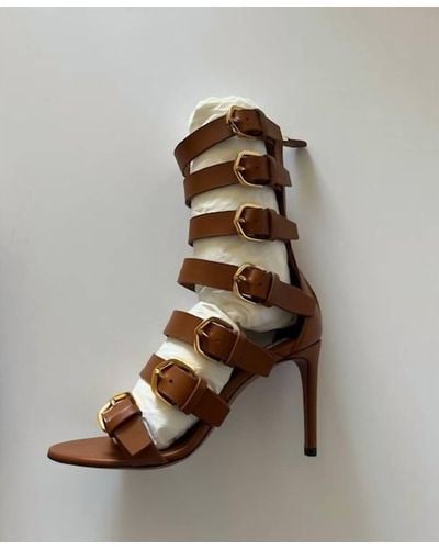 Alaïa Multi Boucles Heeled Sandal In Cognac - Brown