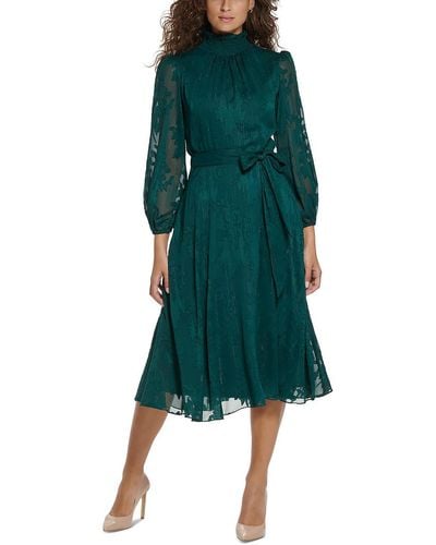 Jessica Howard Jacquard Smocked Midi Dress - Green