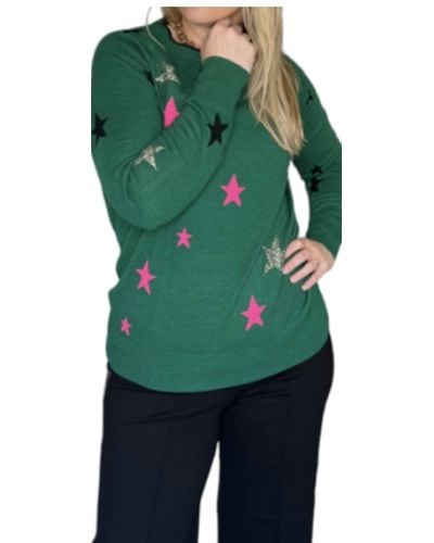 Vilagallo Intarsia Stars Sweater - Green