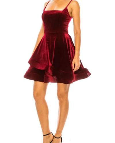 B Darlin Juniors Velvet Short Mini Dress - Red