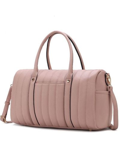 MKF Collection by Mia K Luana Quilted Vegan Leather Duffle Bag - Pink