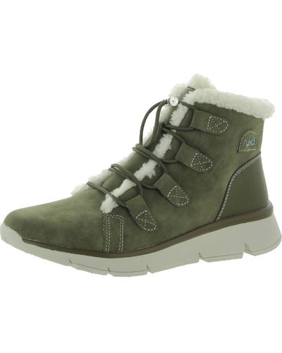 Ryka Faux Leather Faux Fur Hiking Boots - Green