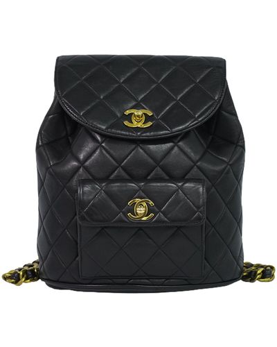 Chanel Duma Leather Backpack Bag (pre-owned) - Black