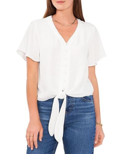 Vince Camuto Button-down Tie Front Blouse - White
