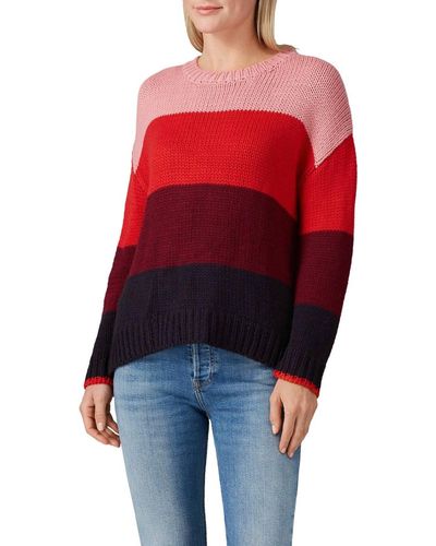 Sundry Stripe Knit Sweater - Red