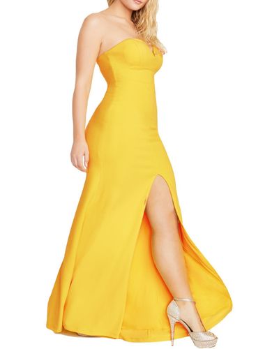 B Darlin Juniors Strapless Long Evening Dress - Yellow