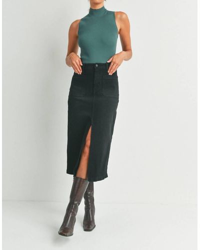 Just Black Denim Paige Utility Pocket Midi Skirt - Green