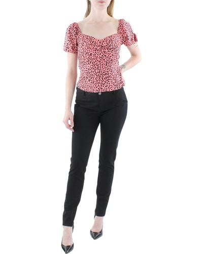 Re:named Animal Print Square Neck Cropped - Pink
