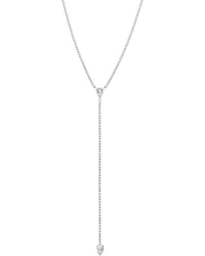 Adornia Water Resistant Crystal Y- Lariat Drop Tennis Chain Necklace - White