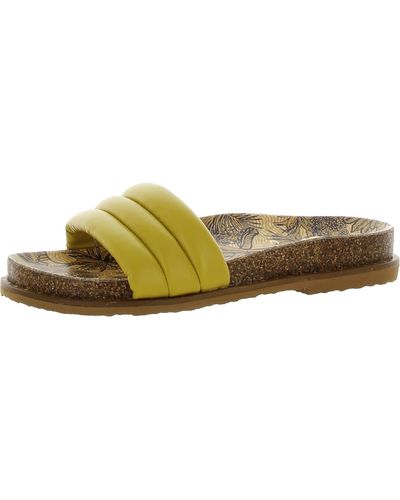 Vince Camuto Kandler Leather Slip On Slides - Yellow