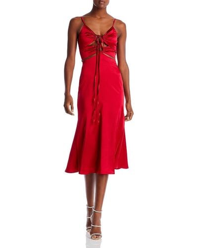 Yaura Keji Halter Midi Evening Dress - Red