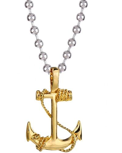 Stephen Oliver 18k & Silver Two Tone Anchor Necklace - Metallic