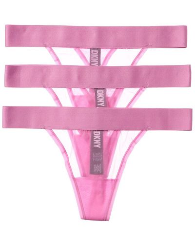 DKNY 3pk Sheer Thong - Pink