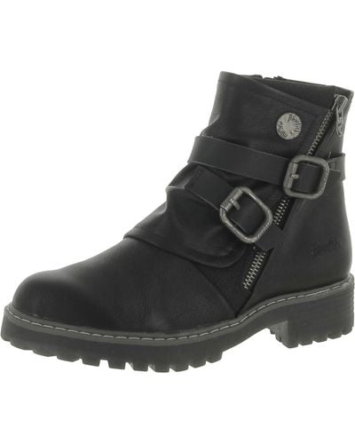 Blowfish Ronin Faux Leather Block Ankle Boots - Black