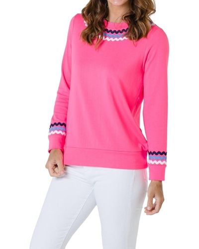 Sail To Sable Long Sleeve Top With Ric Rac - Red