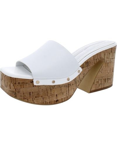 Franco Sarto Damara Leather Slip On Platform Sandals - White