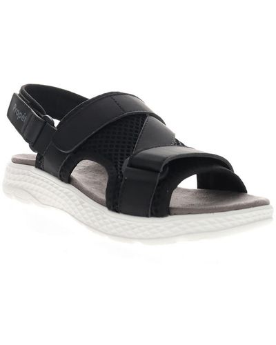 Propet Travelactive Sport Open Toe Adjustable Slingback Sandals - Black
