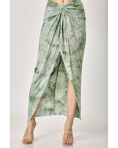Mustard Seed Wrap Maxi Skirt In Sage - Green