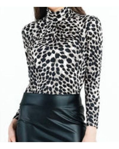 Clara Sunwoo Crushed Silk Knit Top In Cheetah Spot - Black