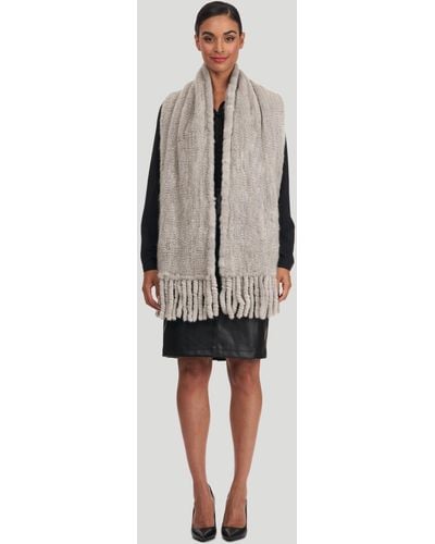 Gorski Mink Stole With Fringes - Gray