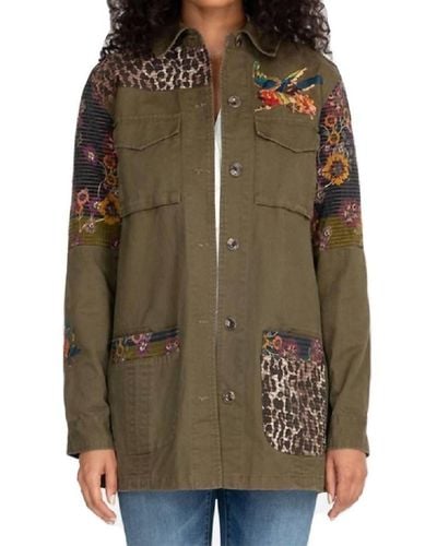Johnny Was Patch Work Military Jacket - Green