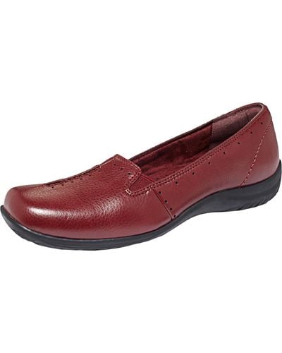 Easy Street Purpose Faux Leather Slip On Loafers - Red