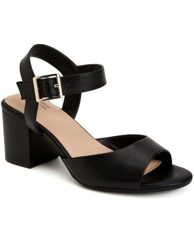Giani Bernini Townsonn Faux Leather Ankle Strap Block Heels - Black