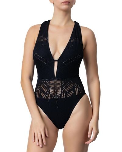 Kenneth Cole See You Swoon Plunge One Piece - Black