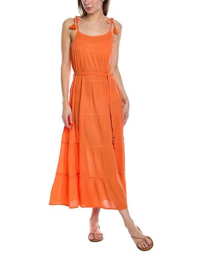 Melissa Odabash Fru White Strapless Eyelet Maxi Dress - Orange