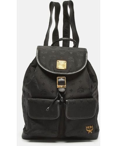 MCM Nylon And Leather Drawstring Backpack - Black