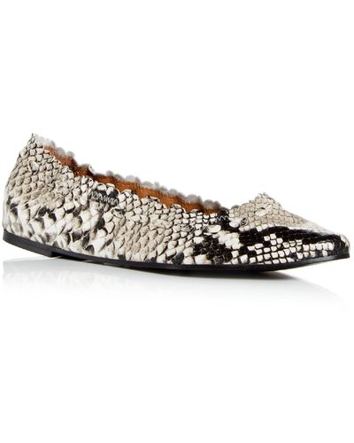 See By Chloé Jane Leather Snake Print Ballet Flats - Gray