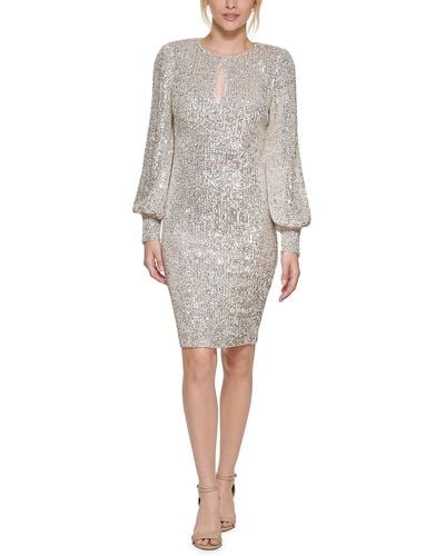 Eliza J Sequined Knee-length Cocktail And Party Dress - Gray