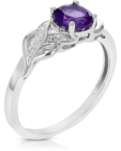 Vir Jewels 3/4 Cttw Amethyst Ring .925 Sterling Silver With Rhodium Round Shape 6 Mm - Purple