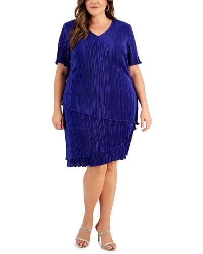 Connected Apparel Plus Party Knee-length Shift Dress - Blue