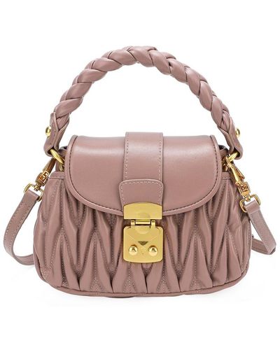 Tiffany & Fred Paris Quilted Leather Satchel - Pink