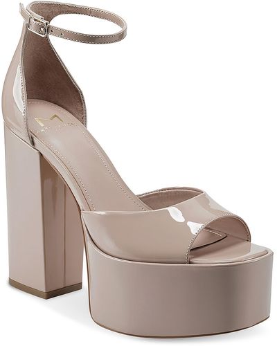 Marc Fisher Della Patent Leather Peep-toe Platform Sandals - Gray