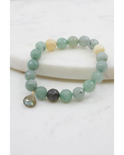 A Blonde and Her Bag Moss Agate Bracelet With Labradorite - Green
