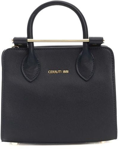 Cerruti 1881 Chic Leather Shoulder Bag With En Accents - Black