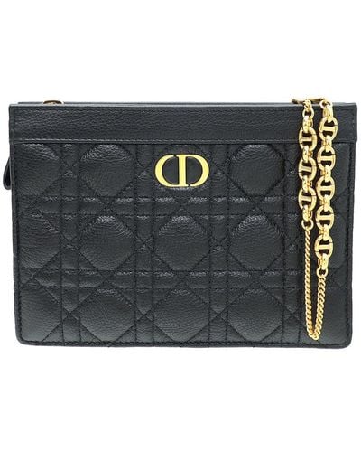 Dior Caro Zipped Pouch With Chain - Black