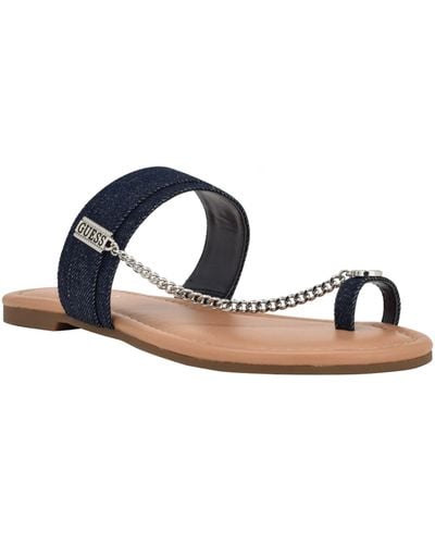 Guess Factory Locks Denim Chain Sandals - Blue