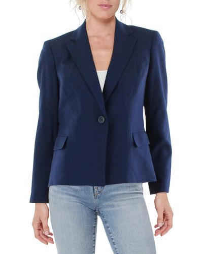 Le Suit Petites Knit Long Sleeves One-button Blazer - Blue