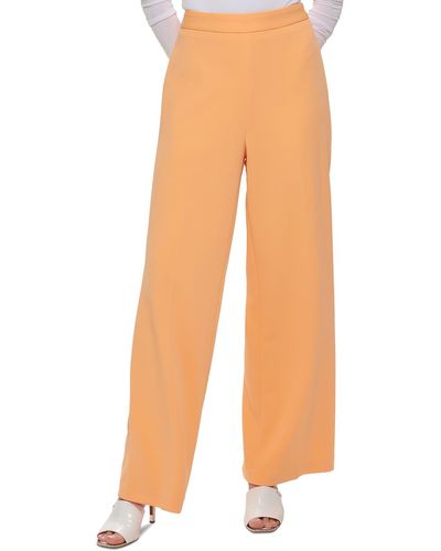 DKNY Side Zip Flat Front Wide Leg Pants - Orange