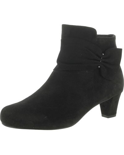 David Tate Cutey Suede Gathered Ankle Boots - Black