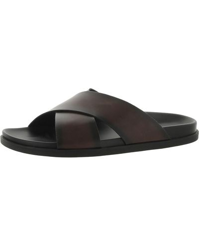 Alfani Whitter Faux Leather Slip-on Slide Sandals - Black