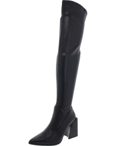 Steve Madden Tanzee Faux Leather Pointed Toe Over-the-knee Boots - Black